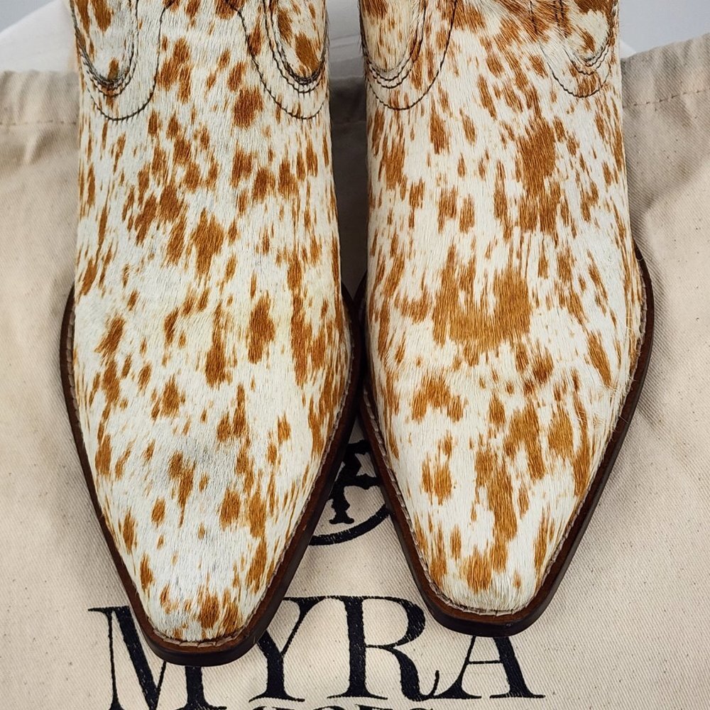 MYRA BAG Cowdie Hair On Hide Shortie Cowboy Boots 7-10 NWT - Picture 8 of 15